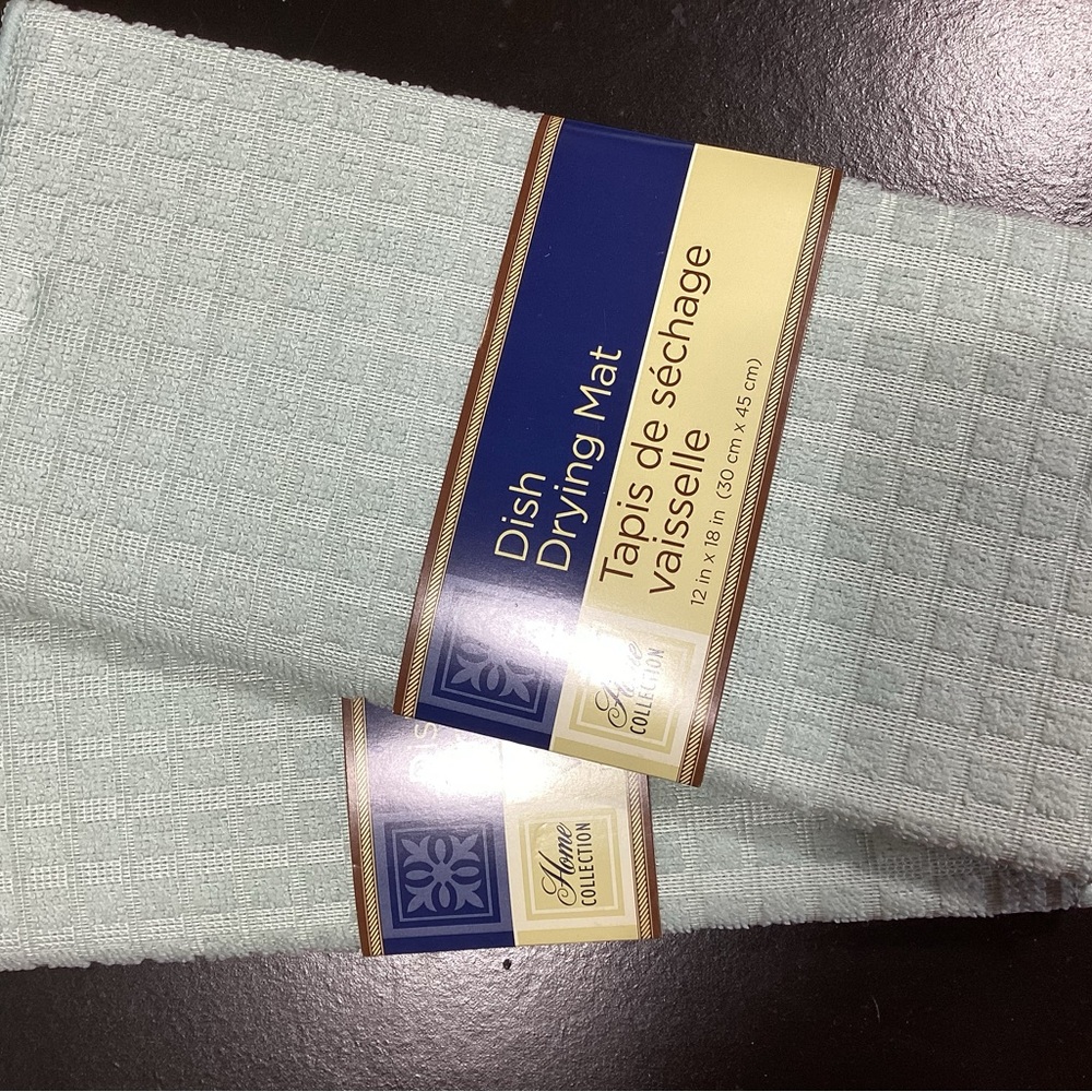 New set  of 2 microfiber dish drying mats pale green 12” by 18”